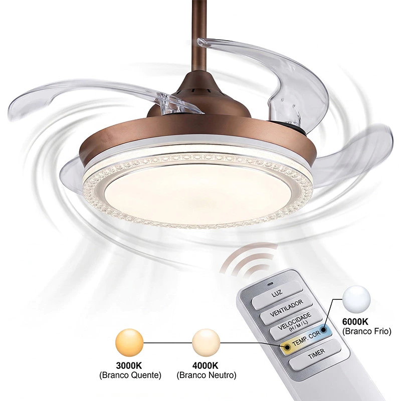 Ventilador de Teto Retrátil LED c/ Controle Remoto - Imagem 2