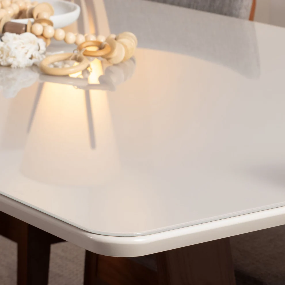Conjunto de Jantar Mesa com Vidro + Cadeiras - Canella C/Off-White - Imagem 2